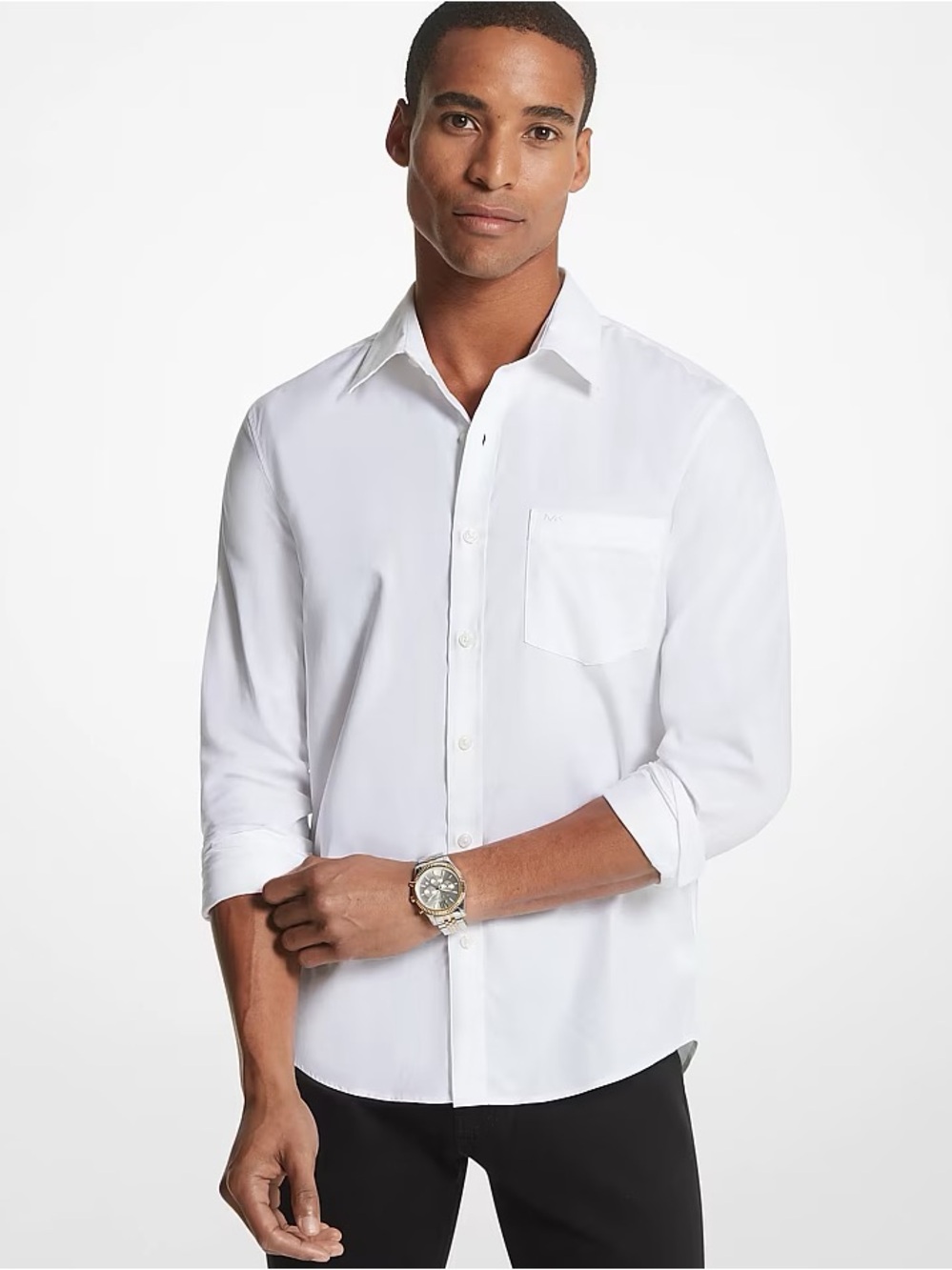 Michael Kors Slim Fit Men's White Dress Shirt Button Down Classic Tailored Fit M